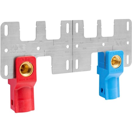 APE set 2 pièces boites à encastrer (bleu + rouge) 16mm-1/2"F + plaque de montage Alupex