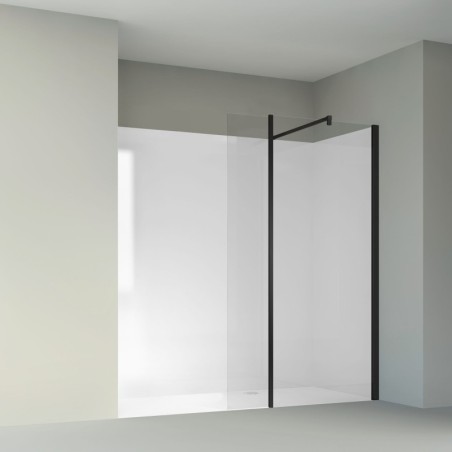 Paroi d'angle pivotante wing 300x2000x8 nanotec clair/noir mat