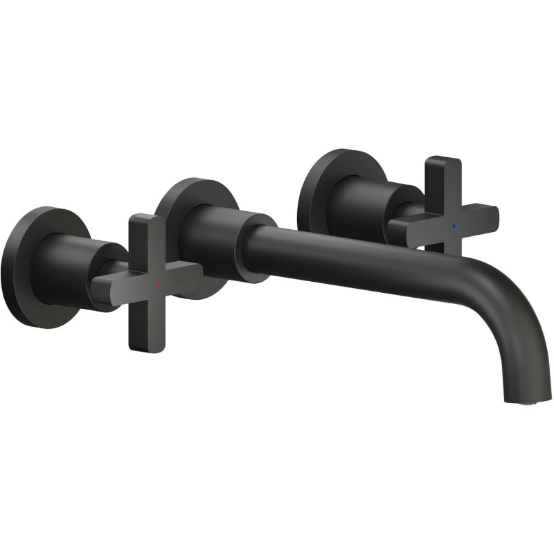 Nobili 3trous mélangeur lavabo mural Lira saille 205mm complet noir mat