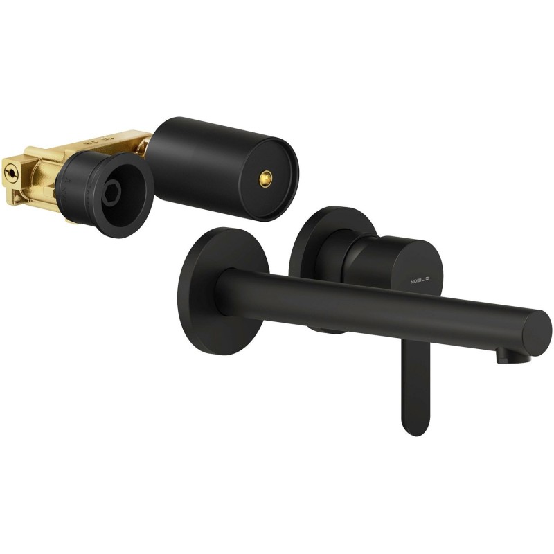Nobili mitigeur lavabo mural abc 200mm noir mat