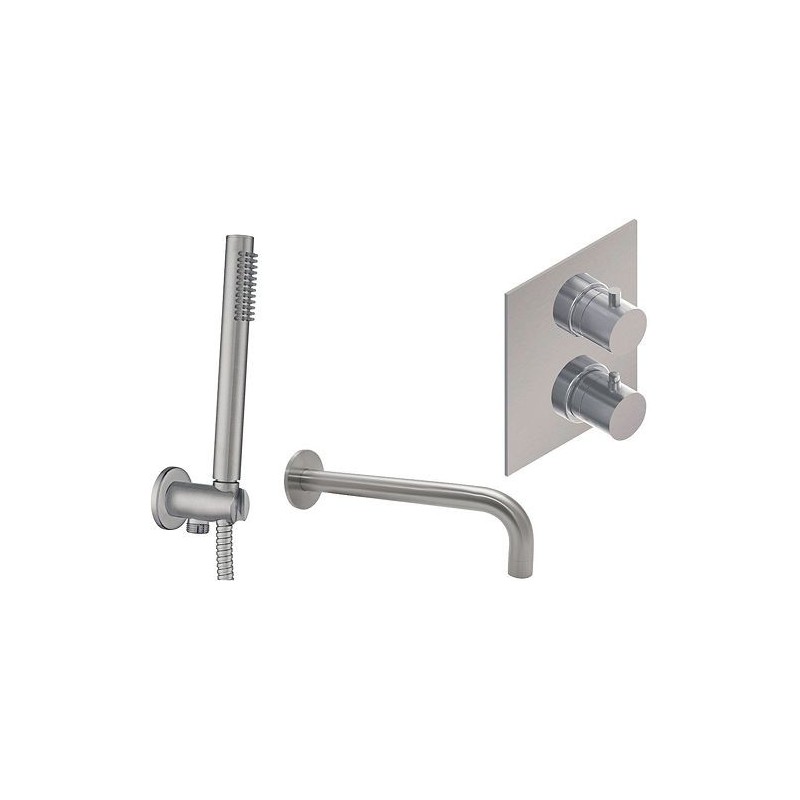 Paffoni thermostat de bain à encastrer steel avec bec et douchette