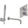 Paffoni thermostat de bain à encastrer steel avec bec et douchette