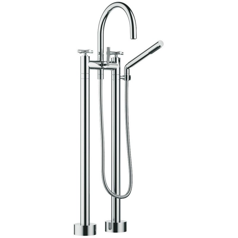 Dornbracht mélangeur de bain libre tara.  poignée croix sans coprs encastrer chrome