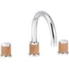 RVB mélangeur de lavabo 3 trous docks nickel-bois