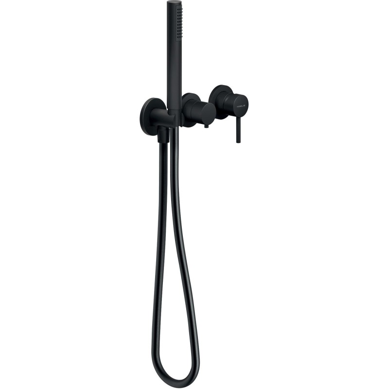 Nobili set de finition mitigeur douche+inverseur+garniture de bain/douche noir mat