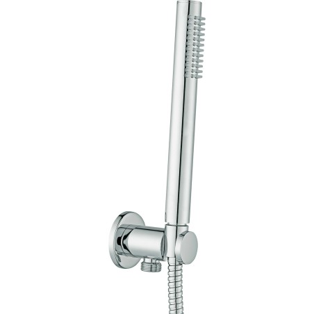 Paffoni porter avec douche à main et coude de raccordement mural light inox