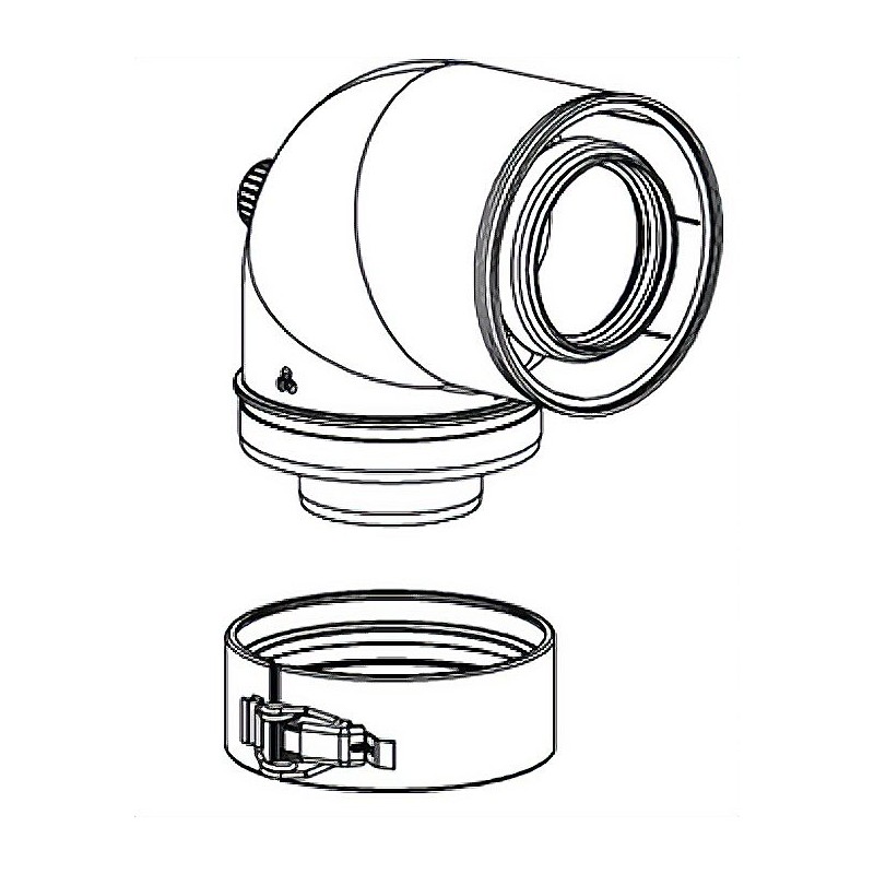 ACV coude 90° avec tube de mesure diamètre 60/100 pour ILEA