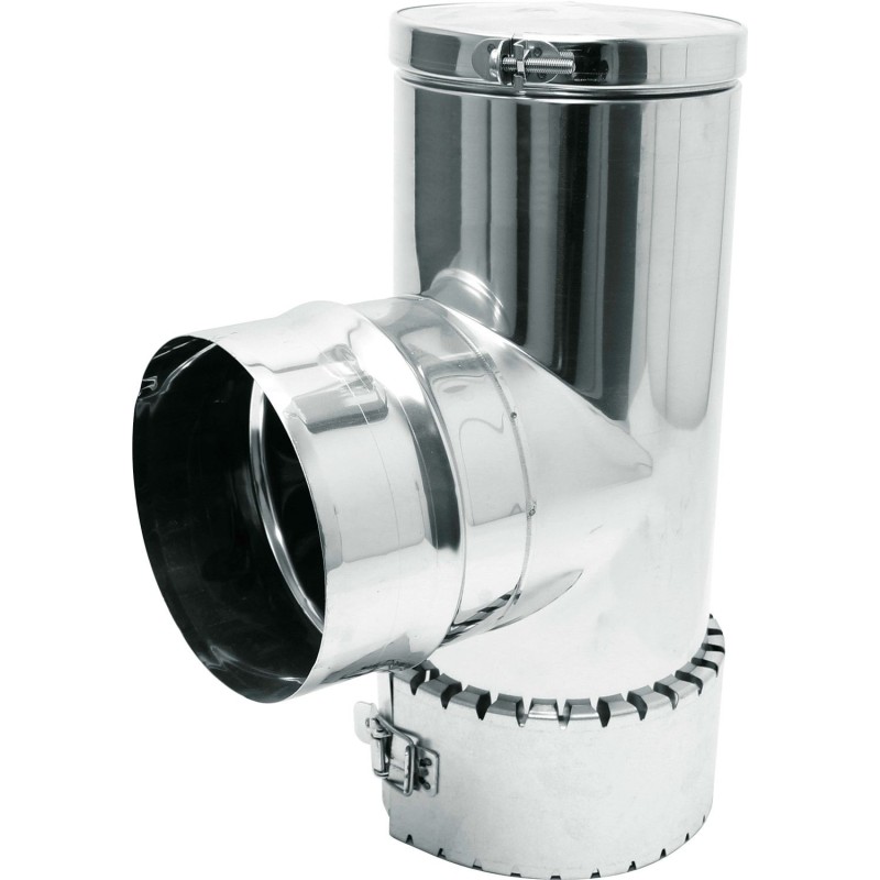 Poujoulat inox t avec tampon de fermeture 90° pour copro-flex 130