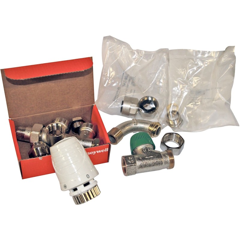 Honeywell combinaison de raccord monotube thermostatique equerre+courbe 1/2"
