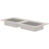 Tablette marbre céramique puro lavabo s double l120 h1,2 +trou robinets travertin