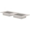 Tablette marbre céramique puro lavabo s double l140 h1,2 +trou robinets travertin
