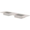 Tablette marbre céramique puro lavabo s double l140 h1,2 +trou robinets travertin