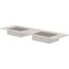 Tablette marbre céramique puro lavabo s double l160 h1,2 +trou robinets travertin