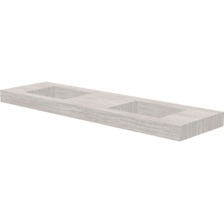 Tablette marbre céramique puro lavabo s double l180 h10 sans trou robinet travertin