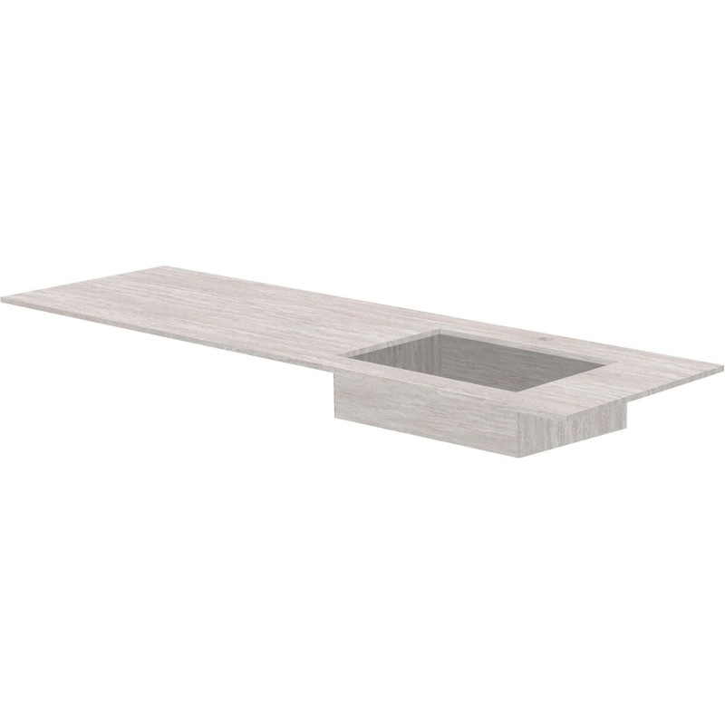Tablette marbre céramique puro lavabo s droite l160 h1,2 +trou robinet travertin