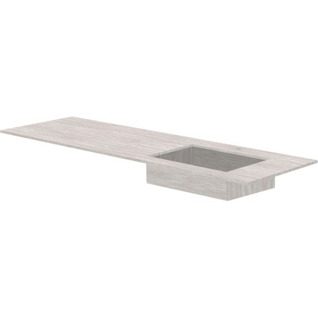 Tablette marbre céramique puro lavabo s droite l160 h1,2 +trou robinet travertin