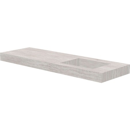 Tablette marbre céramique puro lavabo s droite l160 h10 +trou robinet travertin