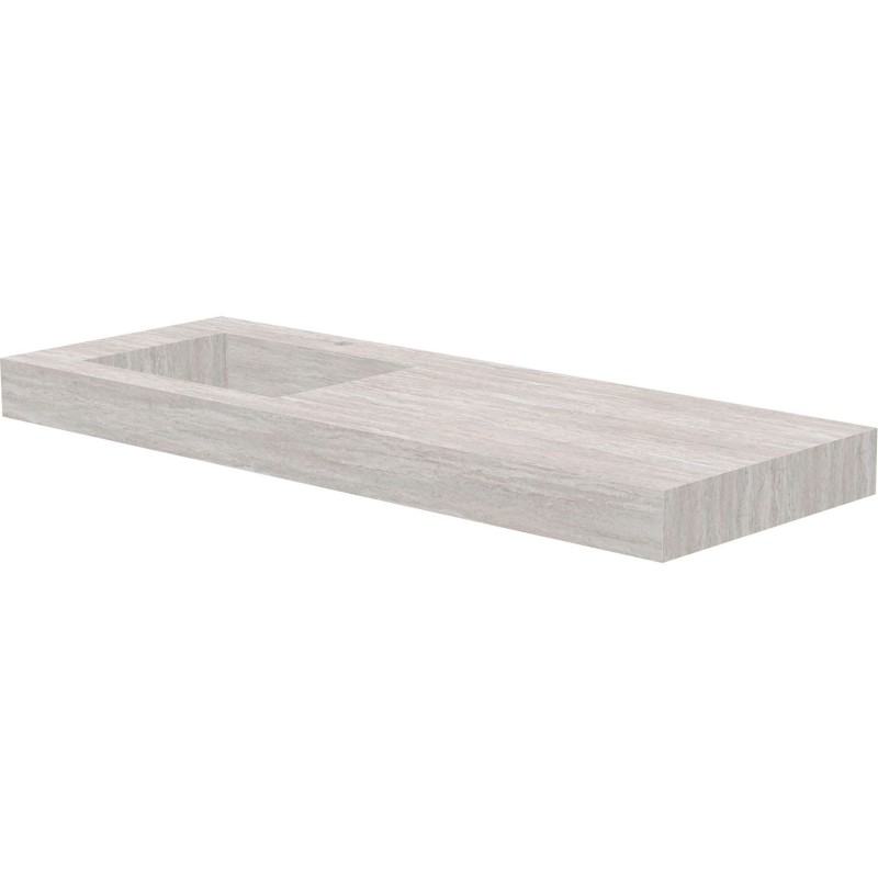 Tablette marbre céramique puro lavabo s gauche l120 h10 +trou robinet travertin