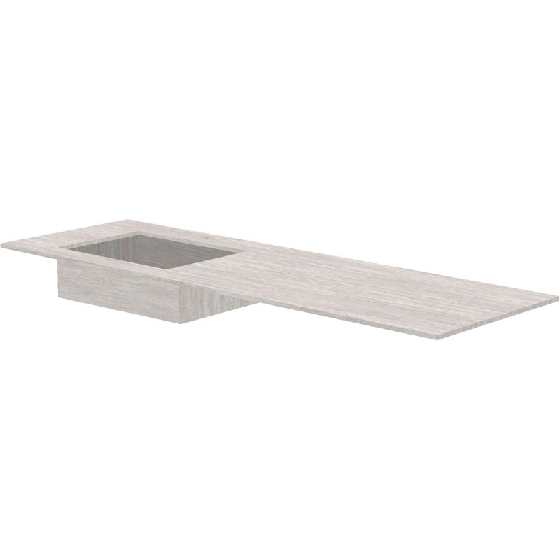 Tablette marbre céramique puro lavabo s gauche l160 h1,2 +trou robinet travertin