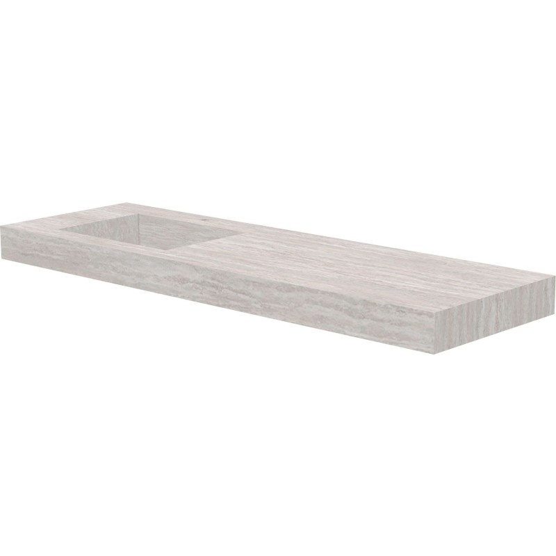 Tablette marbre céramique puro lavabo s gauche l160 h10 +trou robinet travertin