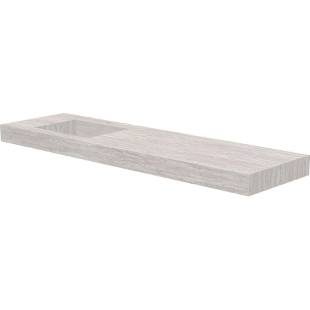 Tablette marbre céramique puro lavabo s gauche l180 h10 +trou robinet travertin
