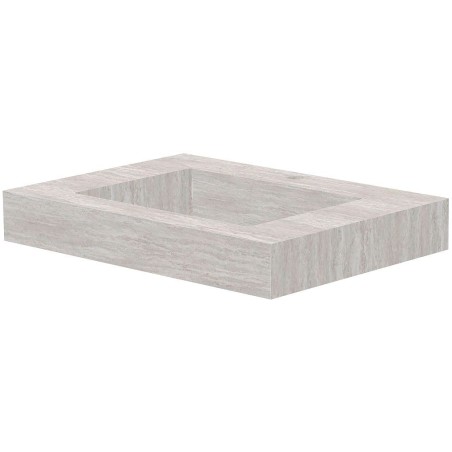 Tablette marbre céramique puro lavabo s l70 h10 +trou robinet travertin