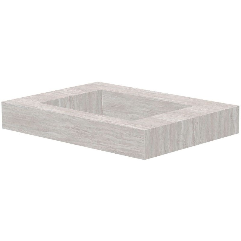 Tablette marbre céramique puro lavabo s l70 h10 sans trou robinet travertin