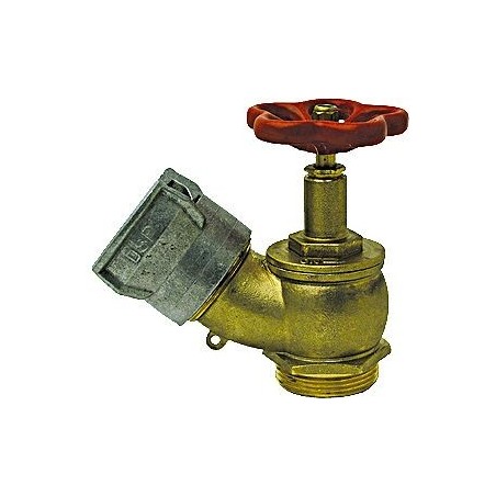 Saval borne d'incendie murale laiton 6/4"+demi-raccord+bouchon alu dsp45mm avec lévier