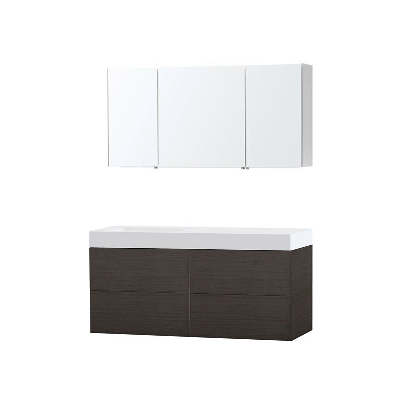 Meuble Puro solo coloris wengé 140 gauche solid puro avec armoire de toilette