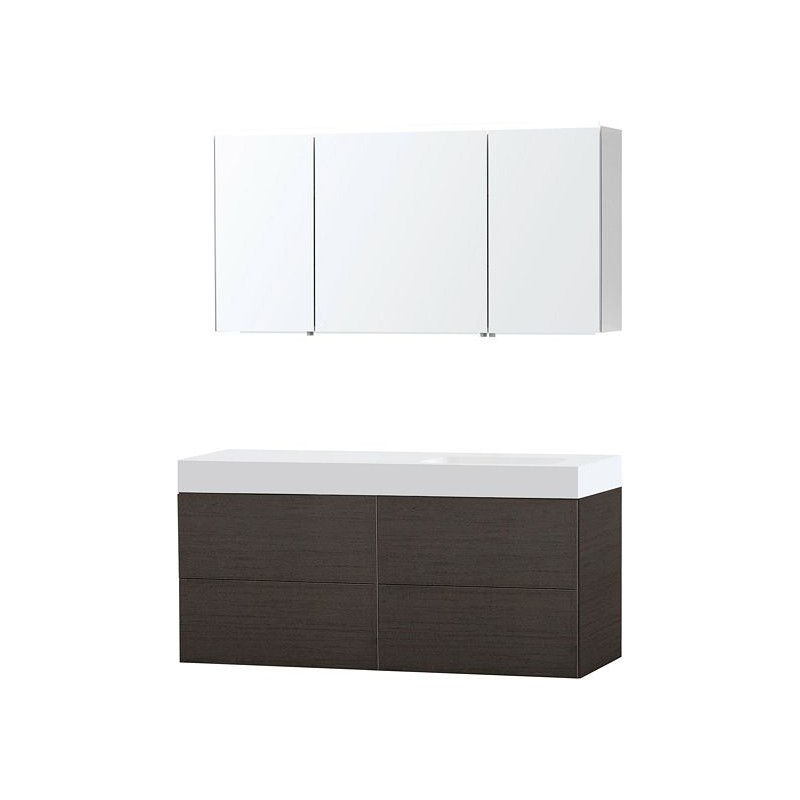 Meuble Puro solo coloris wengé 140 droite solid puro avec armoire de toilette