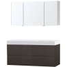 Meuble Puro solo coloris wengé 140 droite solid puro avec armoire de toilette