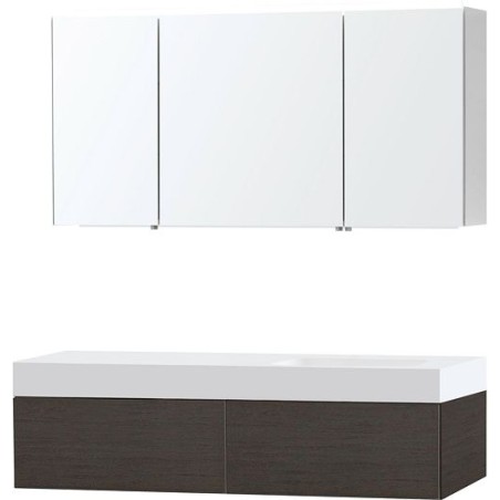 Meuble Puro solo coloris wengé 140 droite 1 tiroir solid puro avec armoire de toilette