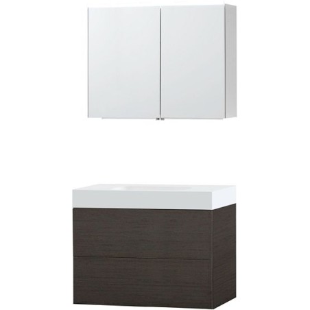 Meuble Puro solo coloris wengé 90 solid puro avec armoire de toilette