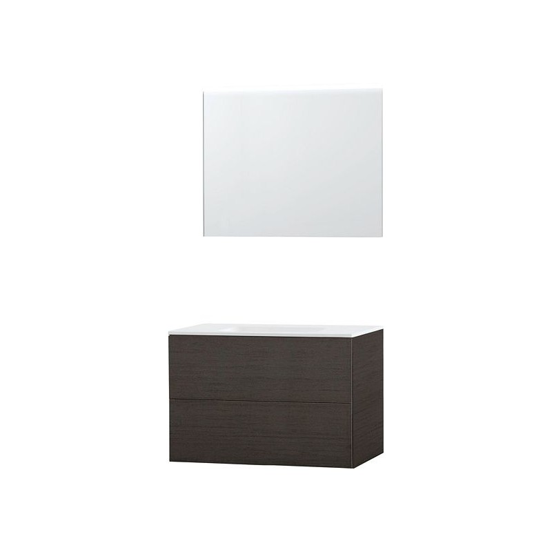 Meuble Puro solo coloris wengé 90 solid molto avec miroir