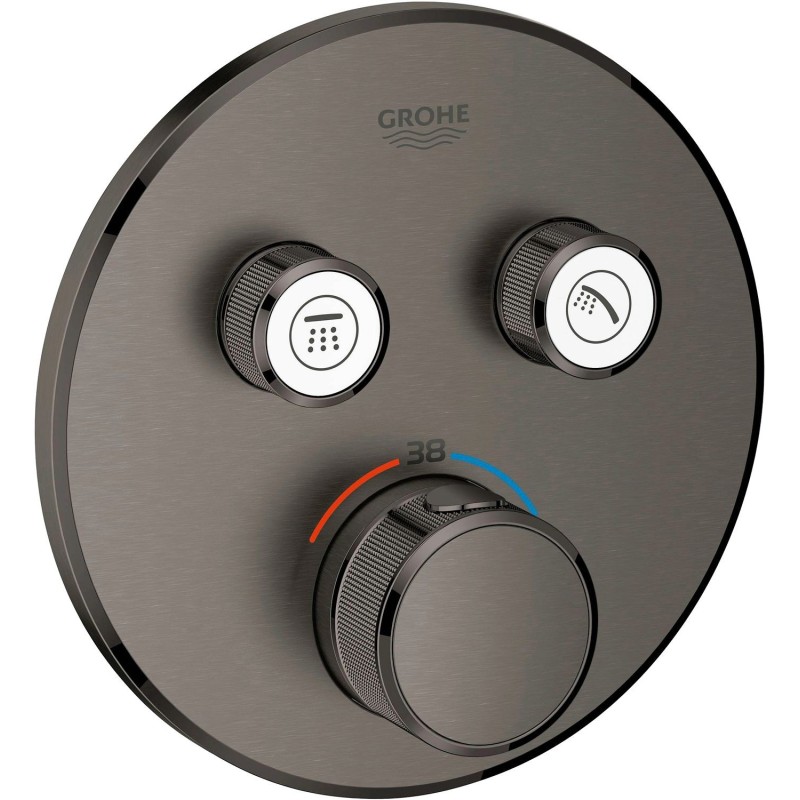Grohe set de finition thermostat+ 2 robinets d'arrêt smartcontrol fg ronde brushed har graphite