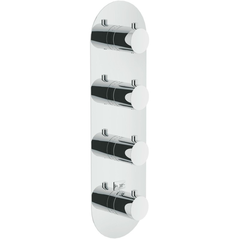 Nobili set de finition thermostat+ 3 robinets d'arrêt live chrome