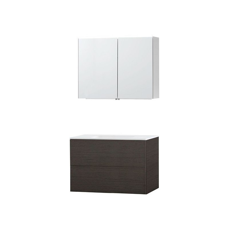 Meuble Puro solo coloris wengé 90 solid molto avec armoire de toilette