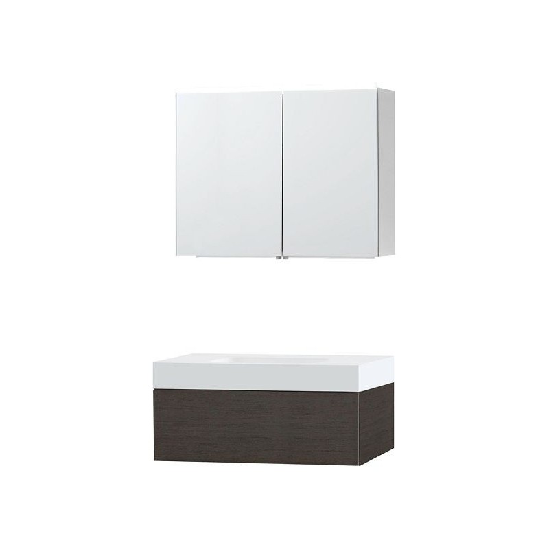 Meuble Puro solo coloris wengé 90 1 tiroir solid puro avec armoire de toilette