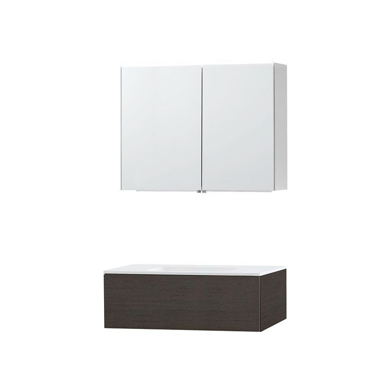 Meuble Puro solo coloris wengé 90 1 tiroir solid molto avec armoire de toilette