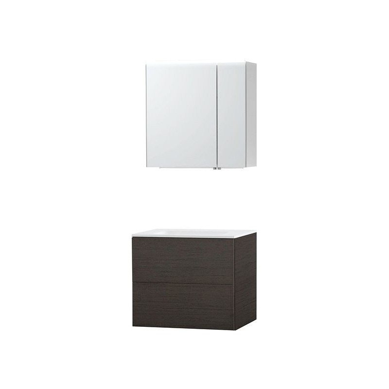 Meuble Puro solo coloris wengé 70 1 tiroir solid molto avec armoire de toilette