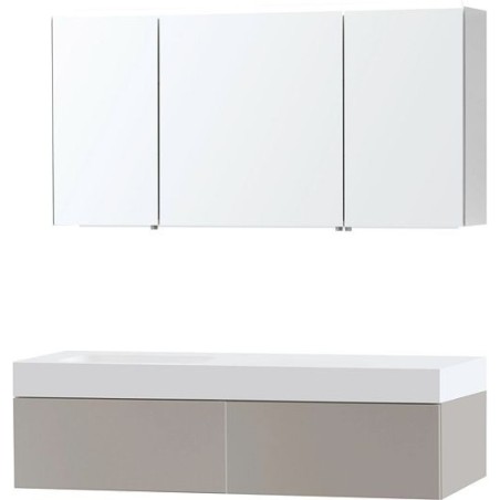 Meuble Puro solo gris 140 droite 1 tiroir solid puro avec armoire de toilette