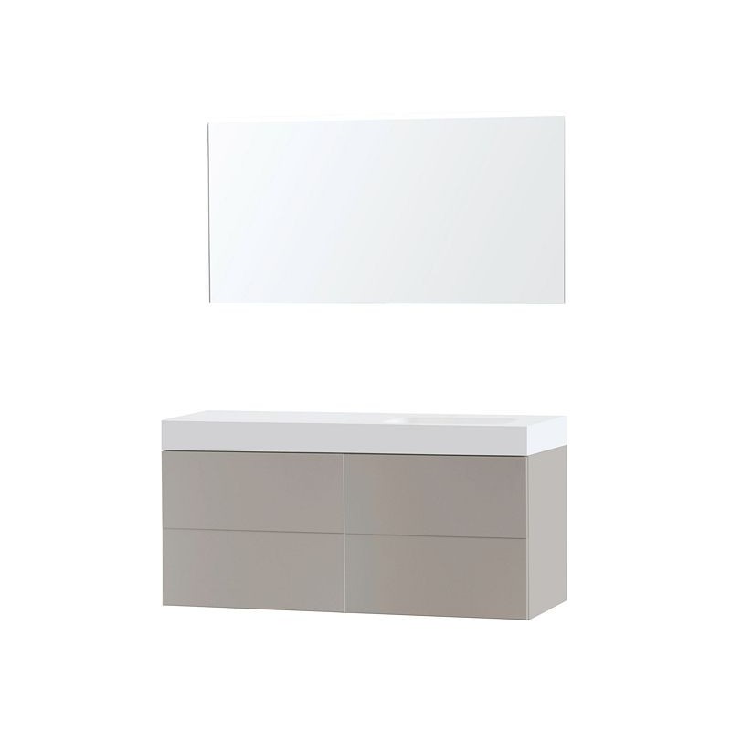 Meuble Puro solo coloris gris 140 droite solid puro avec miroir