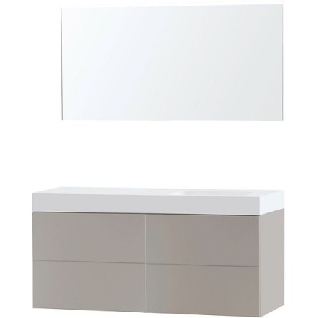 Meuble Puro solo coloris gris 140 droite solid puro avec miroir