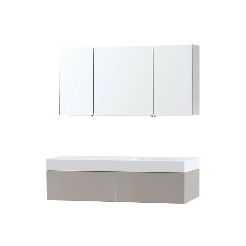 Meuble Puro solo gris 140 gauche 1 tiroir solid puro avec armoire de toilette