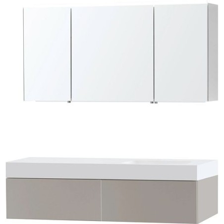 Meuble Puro solo gris 140 gauche 1 tiroir solid puro avec armoire de toilette