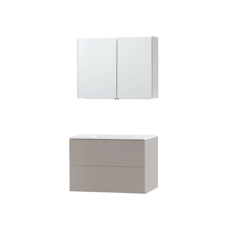 Meuble Puro solo coloris gris 90 solid molto avec armoire de toilette