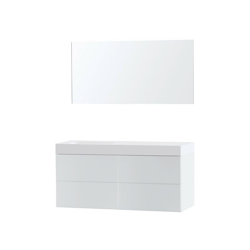 Meuble Puro solo coloris blanc 140 gauche solid puro avec miroir