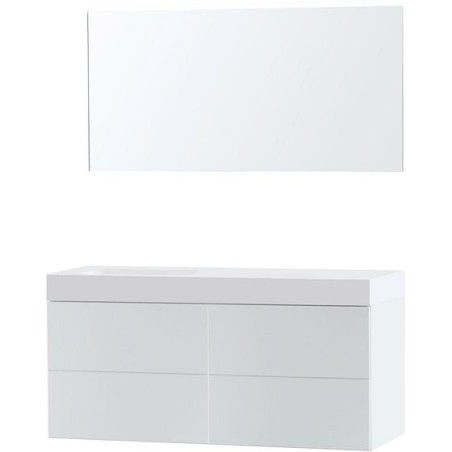 Meuble Puro solo coloris blanc 140 gauche solid puro avec miroir