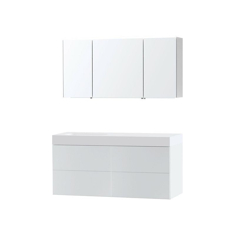 Meuble Puro solo coloris blanc 140 gauche solid puro avec armoire de toilette