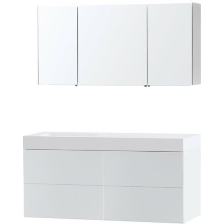 Meuble Puro solo coloris blanc 140 gauche solid puro avec armoire de toilette